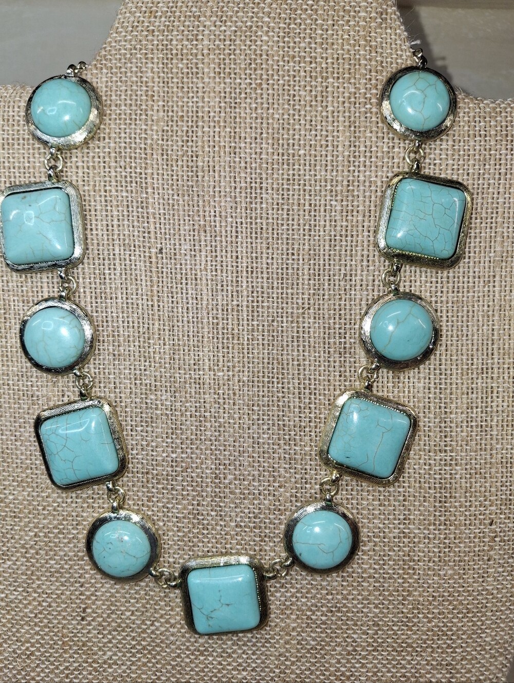 Turquoise Stone Link Necklace